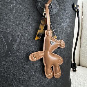 Teddy Bear Key Charm Brown PU